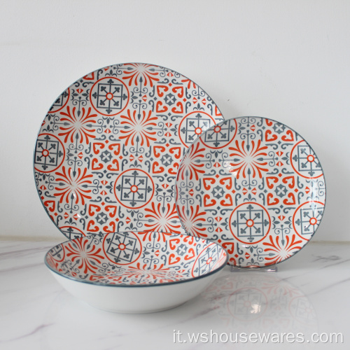 All&#39;ingrosso western pad stampa stoviglie in ceramica colorata